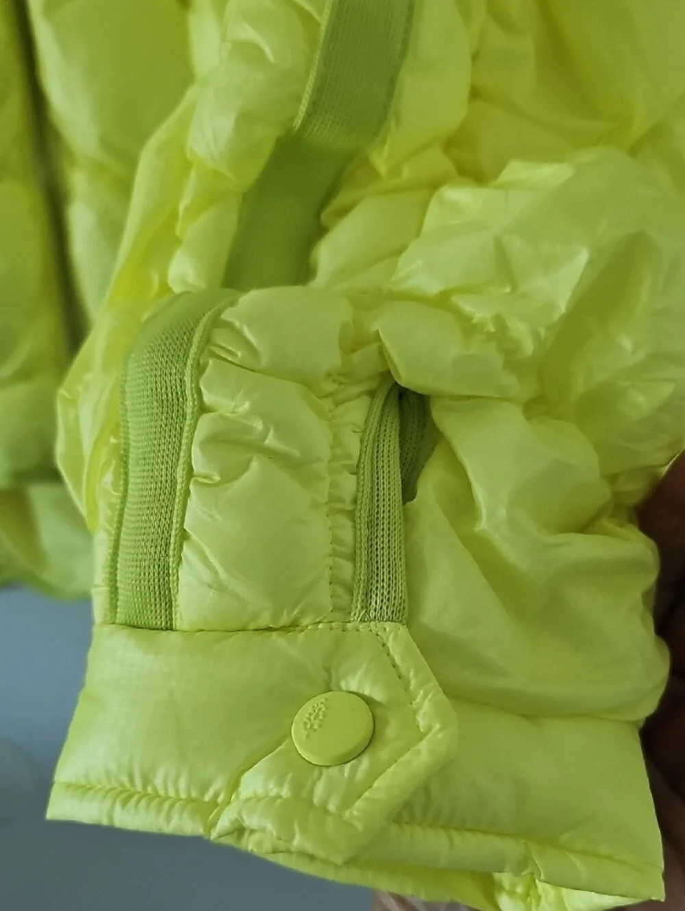 ●●FREE PEOPLE NEON HIGHLIGHTER YELLOW SHINY PUFFER JACKET NWOT S.L●●